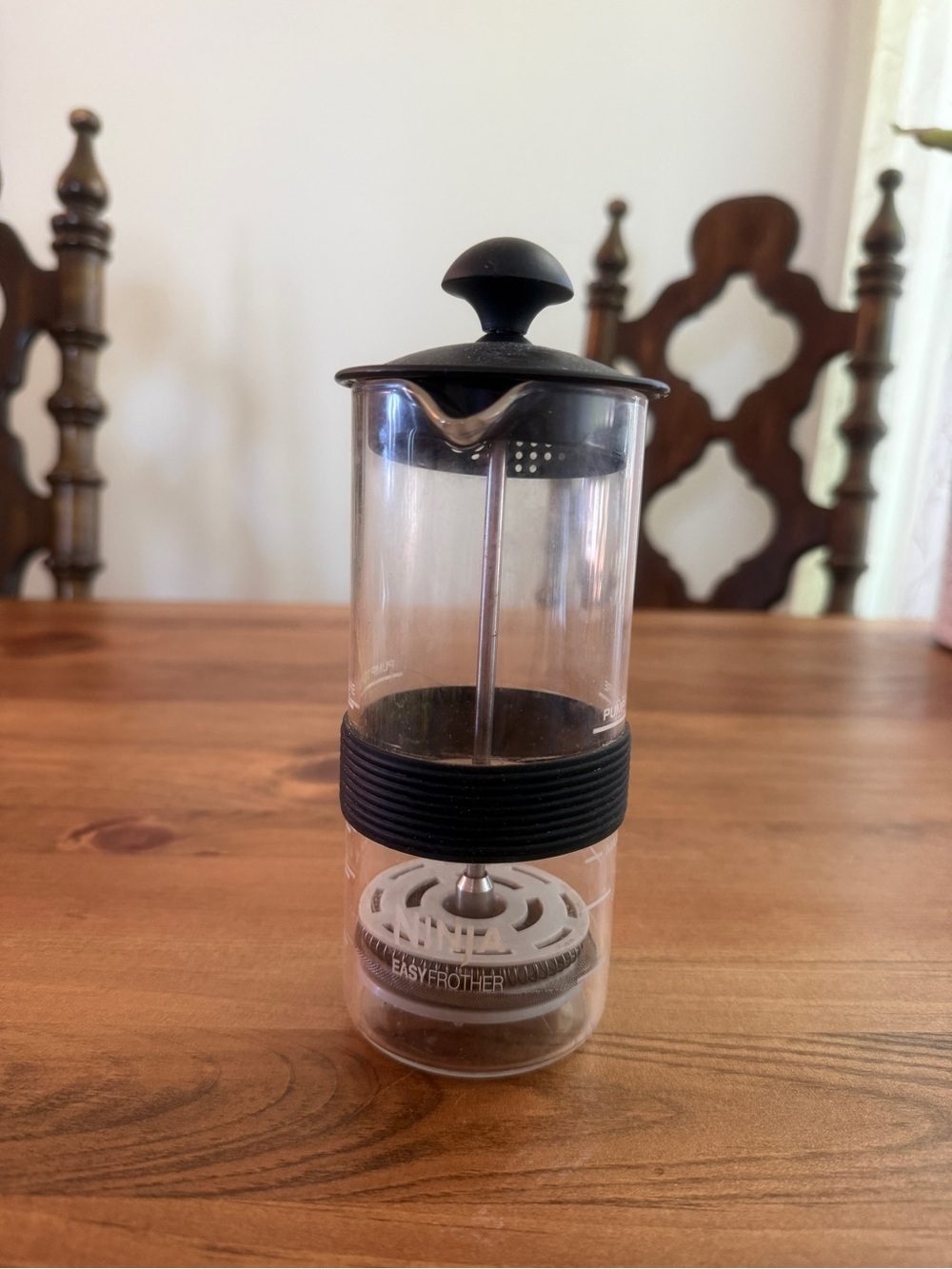 Black Manual Milk Frother and Portable French Press NINJA